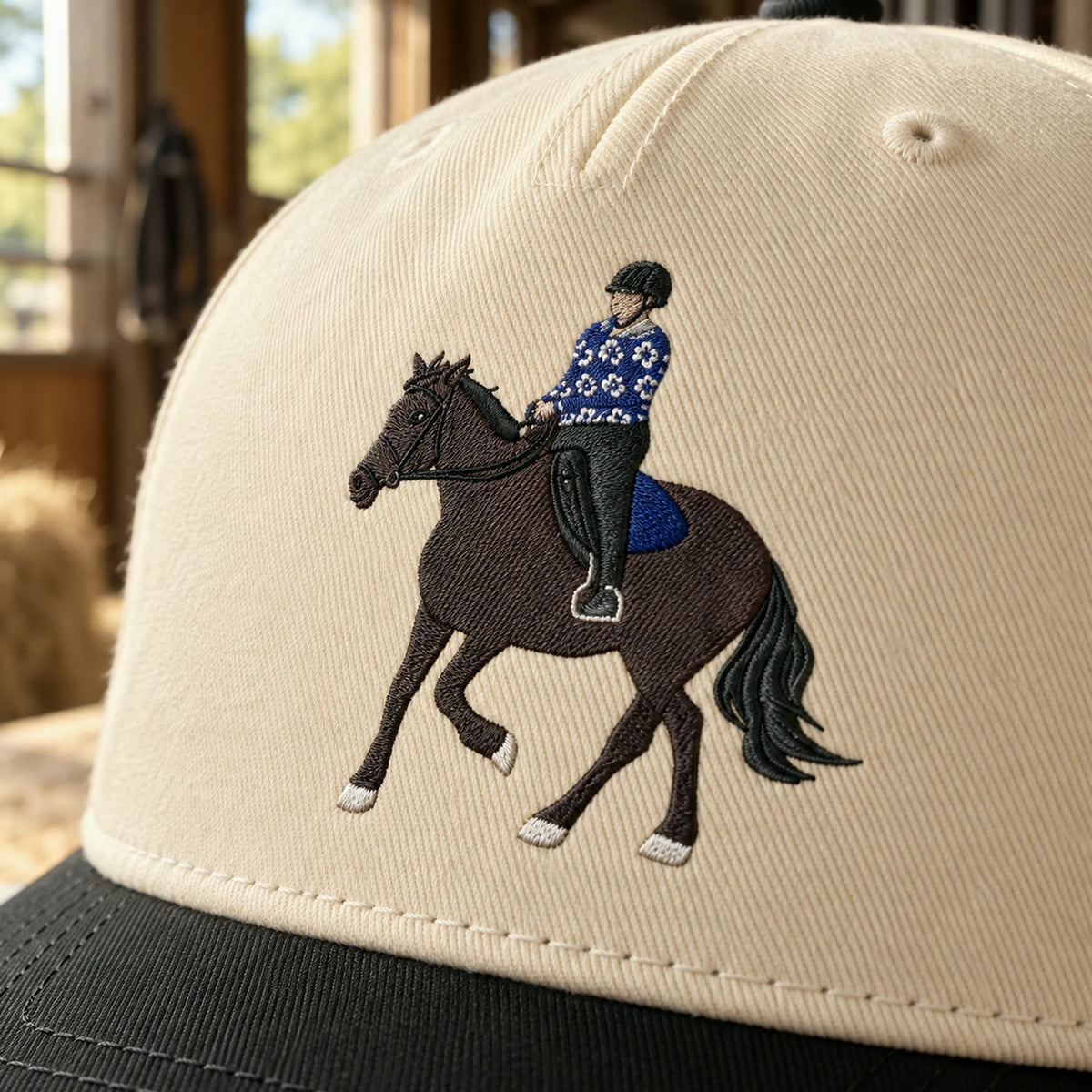 Custom Horse Portrait Snapback Hat, Embroidered Horse Photo Gift, Personalized Side Back Cap