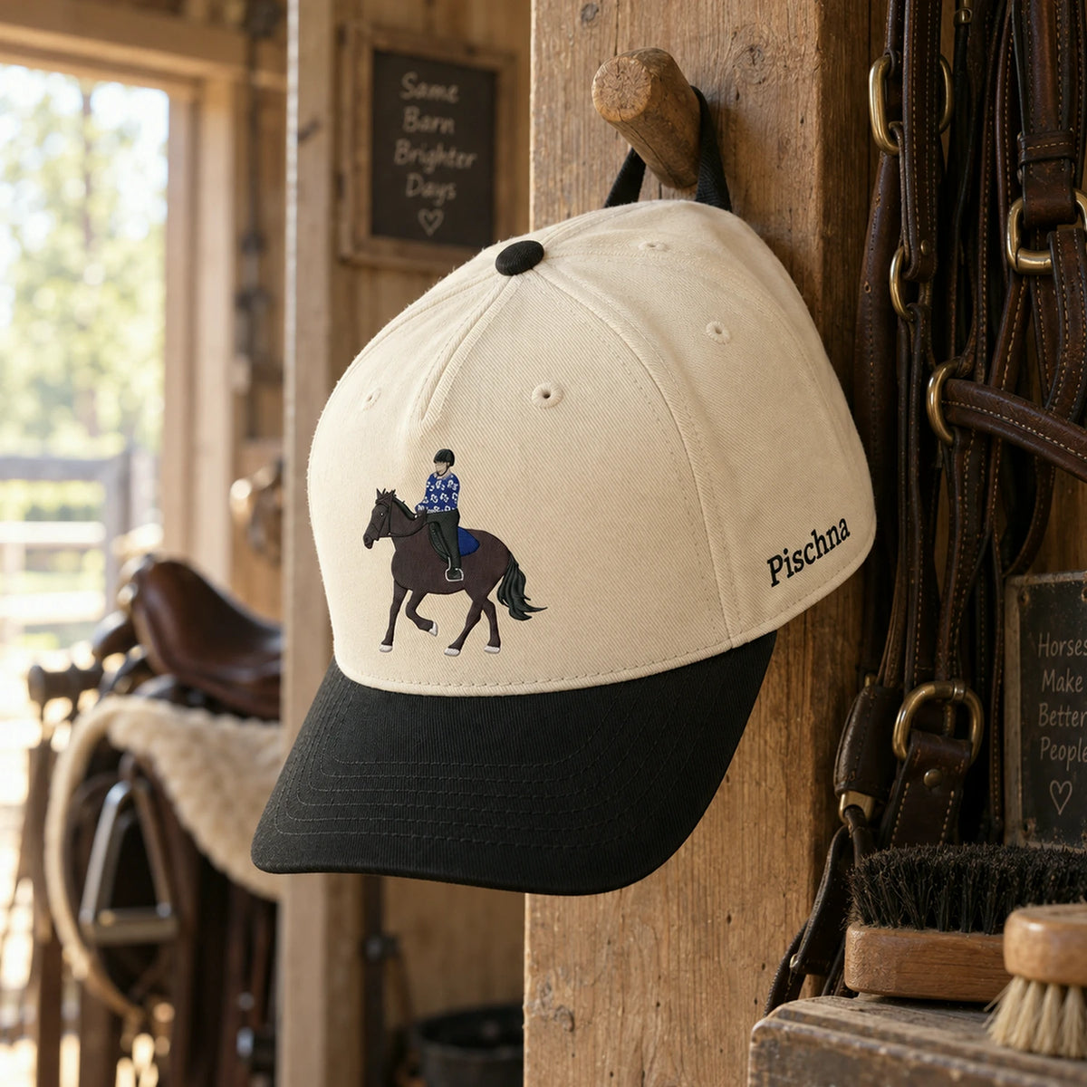 Custom Horse Portrait Snapback Hat, Embroidered Horse Photo Gift, Personalized Side Back Cap