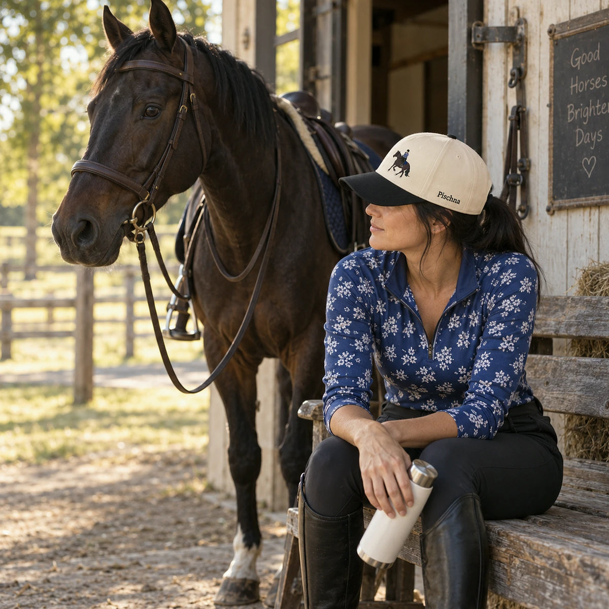 Custom Horse Portrait Snapback Hat, Embroidered Horse Photo Gift, Personalized Side Back Cap