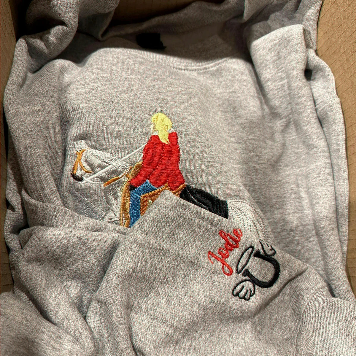 Custom Horse Girl Sweatshirt, Embroidered Horse Sweatshirt From Photo, Western Cowboy Girls Gift