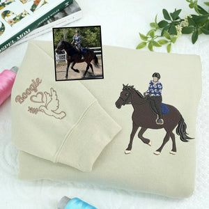Custom Horse Girl Sweatshirt, Embroidered Horse Sweatshirt From Photo, Western Cowboy Girls Gift