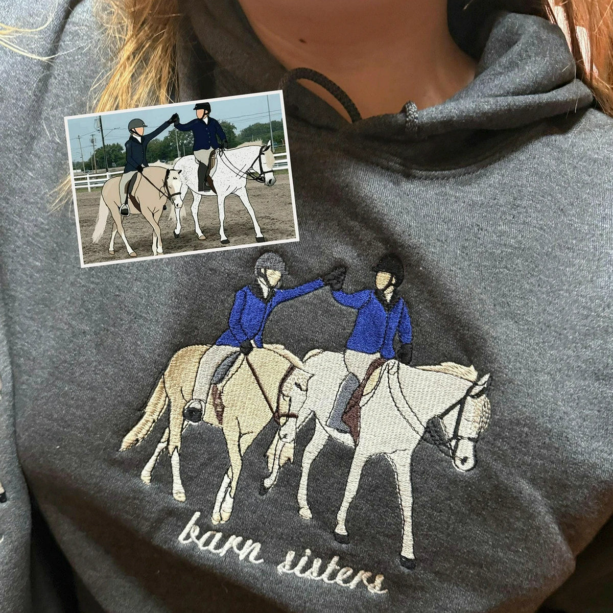 Custom Horse Girl Sweatshirt, Embroidered Horse Sweatshirt From Photo, Western Cowboy Girls Gift