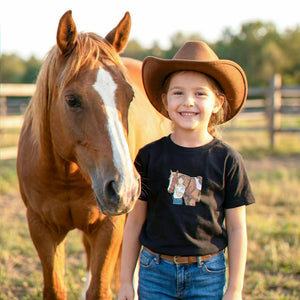 Custom Horse Portrait T-Shirt, Embroidered Horse Girls Photo, Equestrian Gifts For Young Girls