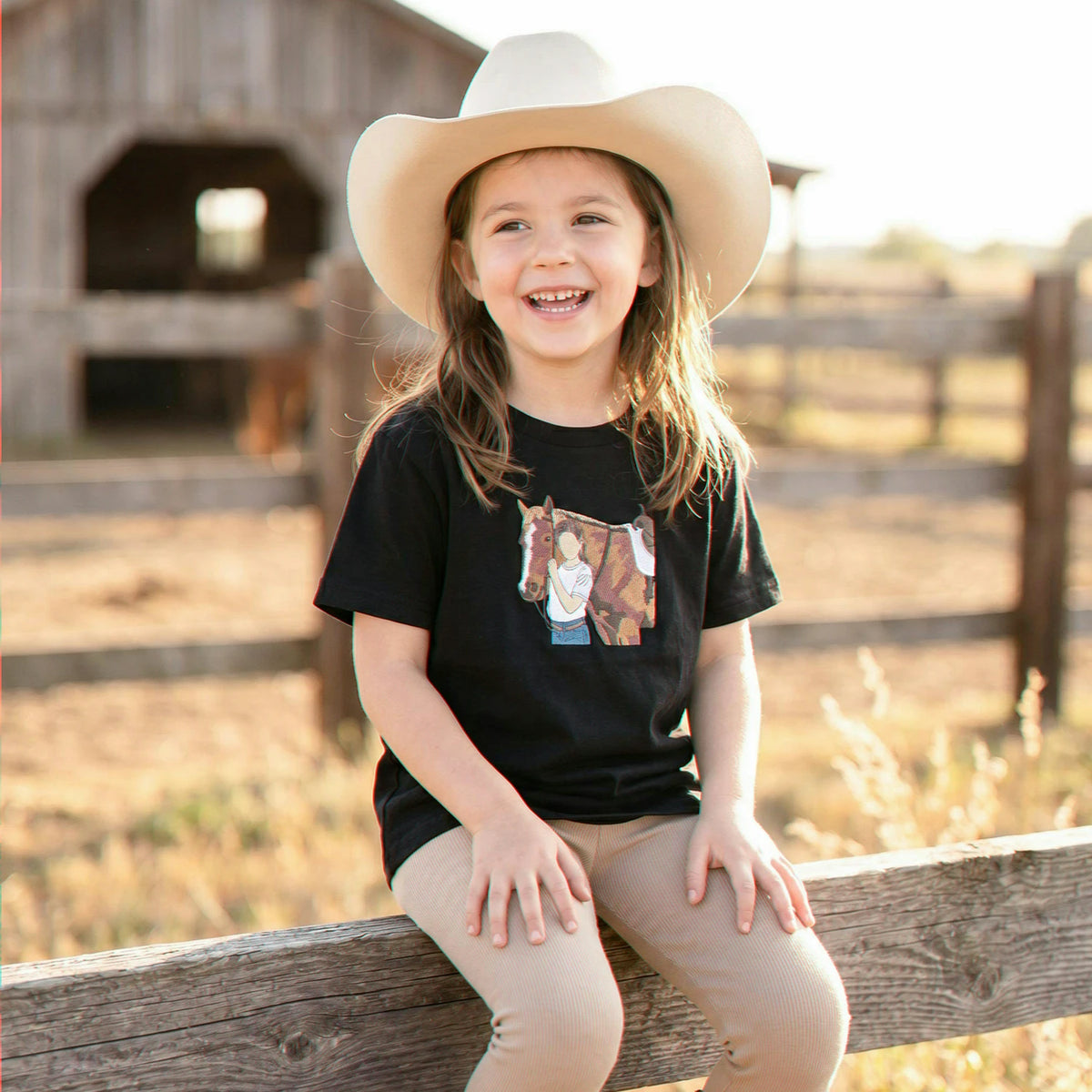 Custom Horse Portrait T-Shirt, Embroidered Horse Girls Photo, Equestrian Gifts For Young Girls