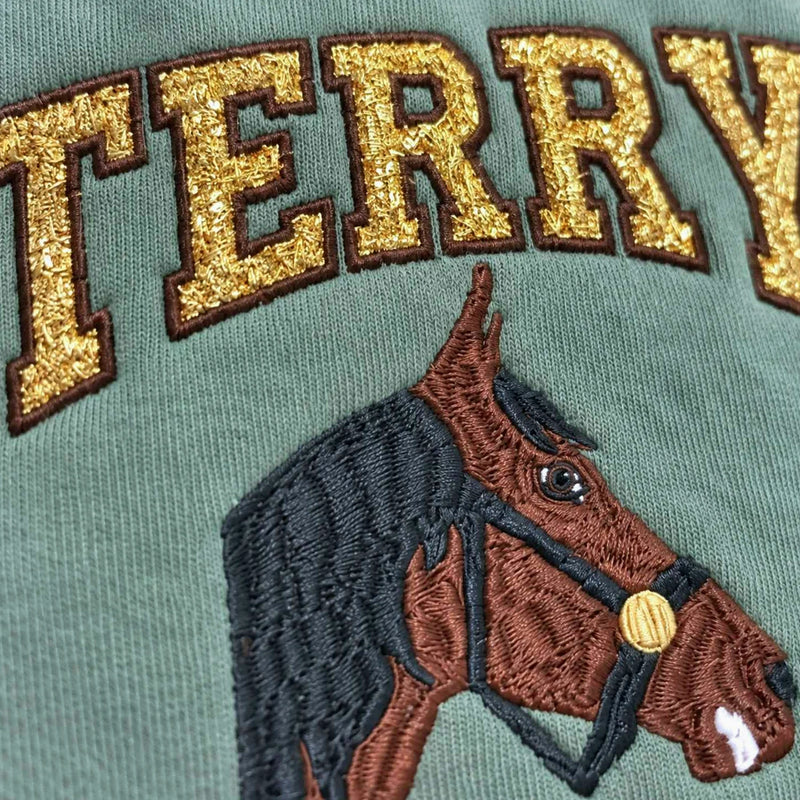 Custom Glitter Horse Portrait Sweatshirt, Embroidered Horse Girl Applique Crewneck, Western Cowboy Girls Gift