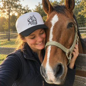 Custom Horse Outline Snapback Hats for Birthday Mom - Embroidered Minimalist Pet Photo Cap - Gift for Her