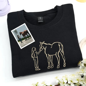Custom Horse Sweatshirt from Picture - Western Horses Sweatshirt Embroidered - Horse Memorial Sweatshirt - Equestrian Gift