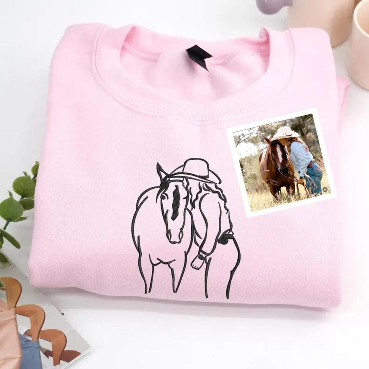 Custom Horse Sweatshirt from Picture - Western Horses Sweatshirt Embroidered - Horse Memorial Sweatshirt - Equestrian Gift