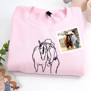 Custom Horse Sweatshirt from Picture - Western Horses Sweatshirt Embroidered - Horse Memorial Sweatshirt - Equestrian Gift