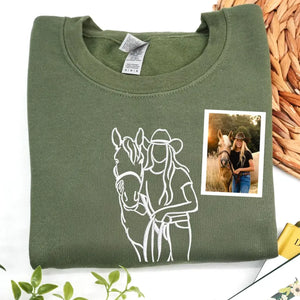 Custom Horse Sweatshirt from Picture - Western Horses Sweatshirt Embroidered - Horse Memorial Sweatshirt - Equestrian Gift