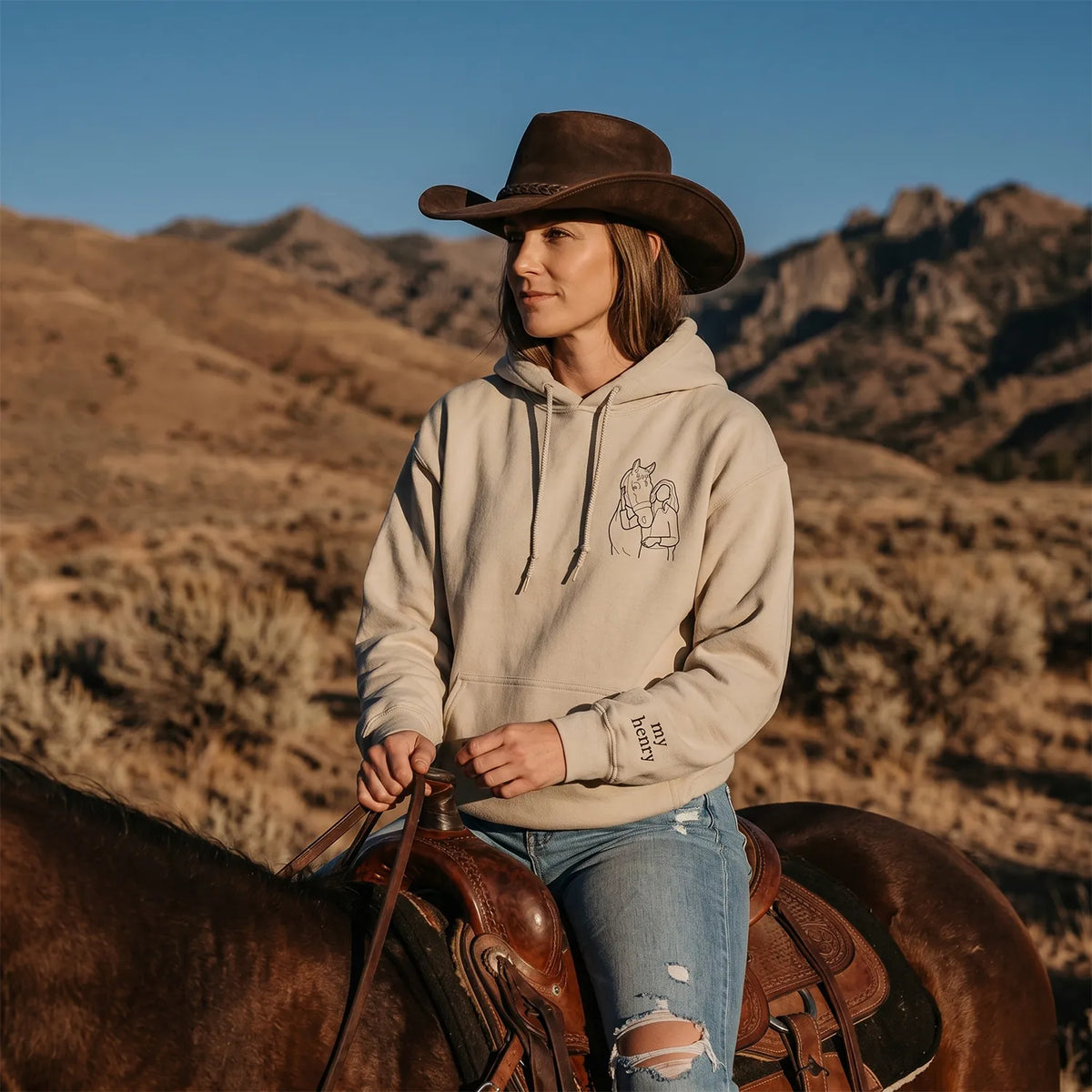 Custom Horse Sweatshirt from Picture - Western Horses Sweatshirt Embroidered - Horse Memorial Sweatshirt - Equestrian Gift