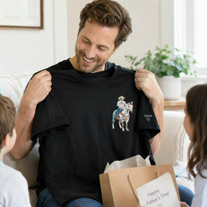Custom Horse Portrait Shirt - Embroidered Photo T-Shirt for Husband Dad Birthday Gift