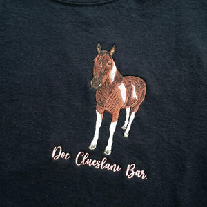 Custom Horse Portrait T-Shirt for Equestrian Gift - Embroidered Horse Dad Tee for Him