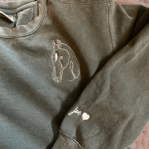 Comfort Color® Custom Embroidered Horse Sweatshirt from Photo