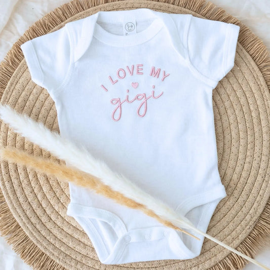 embroidered i love my gigi baby onesie soft newborn bodysuit for grandma announcement gift