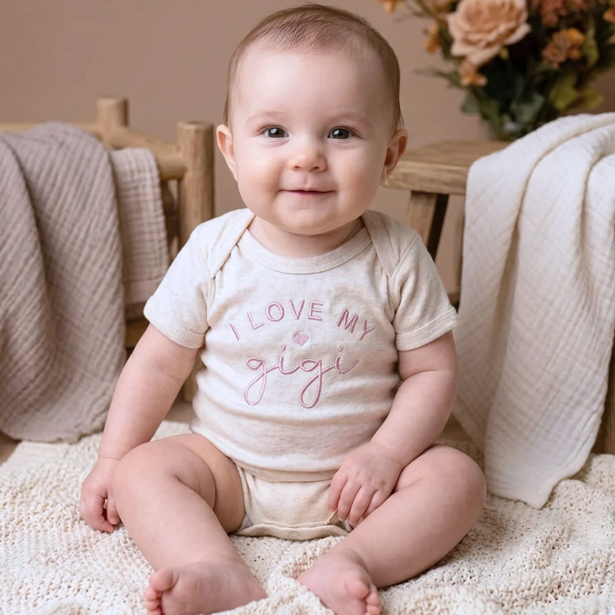 embroidered i love my gigi baby onesie soft newborn bodysuit for grandma announcement gift