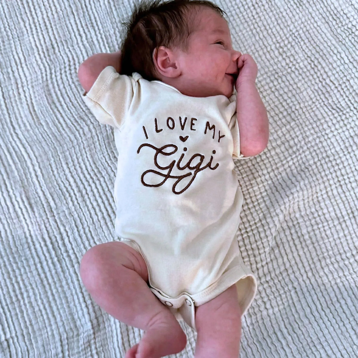 embroidered i love my gigi baby onesie soft newborn bodysuit for grandma announcement gift