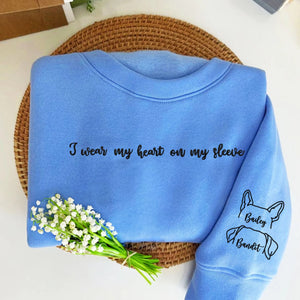 Comfort Color® I Wear My Heart On My Sleeve Dog Sweatshirt with Dog Ear on Sleeve