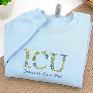 Personalized ICU Floral Quarter Zip, Custom Intensive Care Unit Pullover, Nurse Week Gift, CCRN RN BSN Graduation