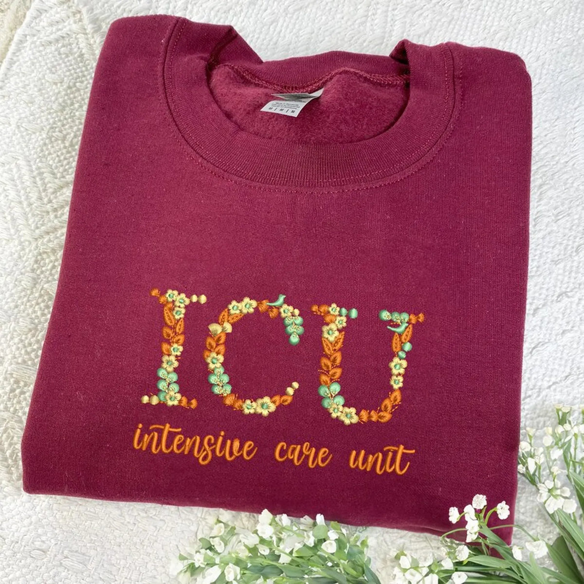 Personalized ICU Floral Quarter Zip, Custom Intensive Care Unit Pullover, Nurse Week Gift, CCRN RN BSN Graduation