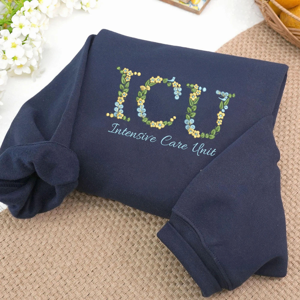 Personalized ICU Floral Quarter Zip, Custom Intensive Care Unit Pullover, Nurse Week Gift, CCRN RN BSN Graduation