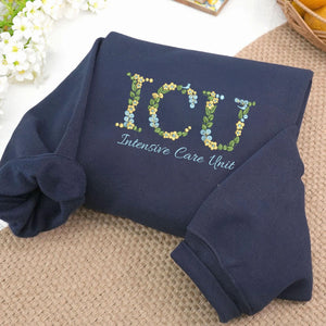 Personalized ICU Floral Quarter Zip, Custom Intensive Care Unit Pullover, Nurse Week Gift, CCRN RN BSN Graduation