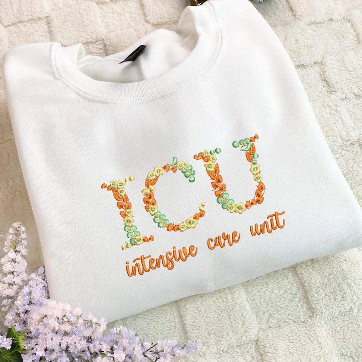 Personalized ICU Floral Quarter Zip, Custom Intensive Care Unit Pullover, Nurse Week Gift, CCRN RN BSN Graduation