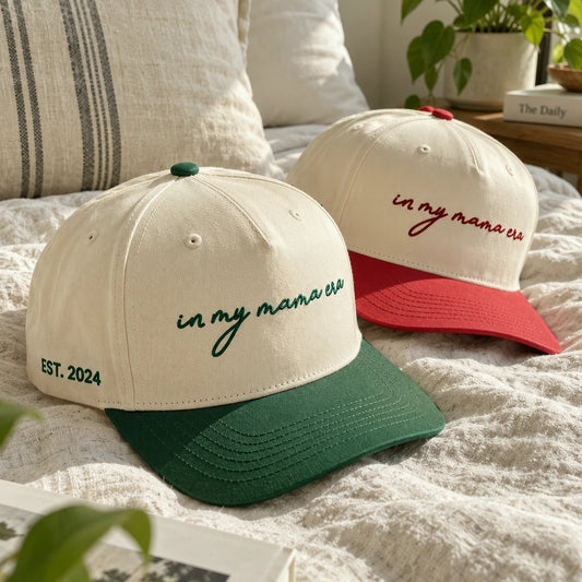 Embroidered In My Mama Era Snapback Hat, Custom Side Back Cap, Trendy Gift for New Mom