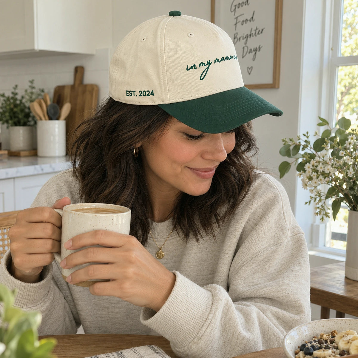 Embroidered In My Mama Era Snapback Hat, Custom Side Back Cap, Trendy Gift for New Mom