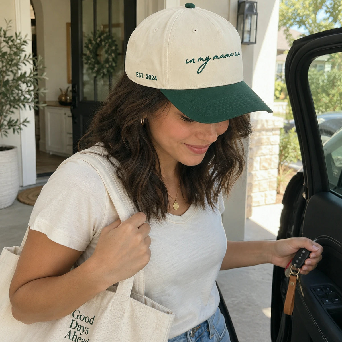 Embroidered In My Mama Era Snapback Hat, Custom Side Back Cap, Trendy Gift for New Mom