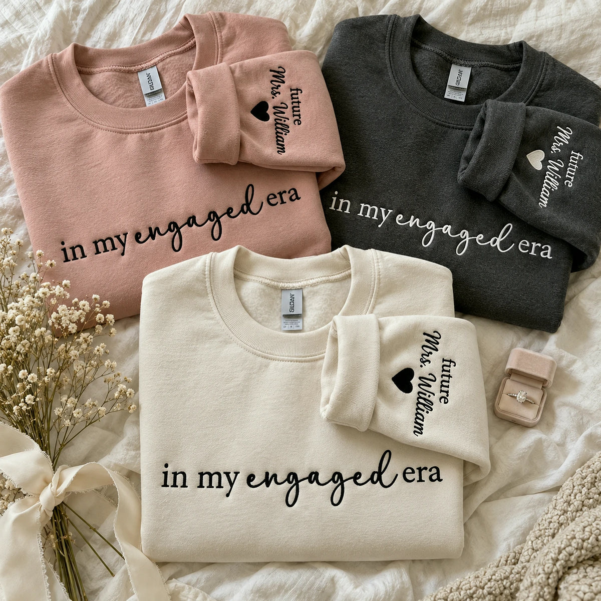 In My Engaged Era Sweatshirt - Personalized Future Mrs Embroidered Crewneck for Engagement Gift for Her
