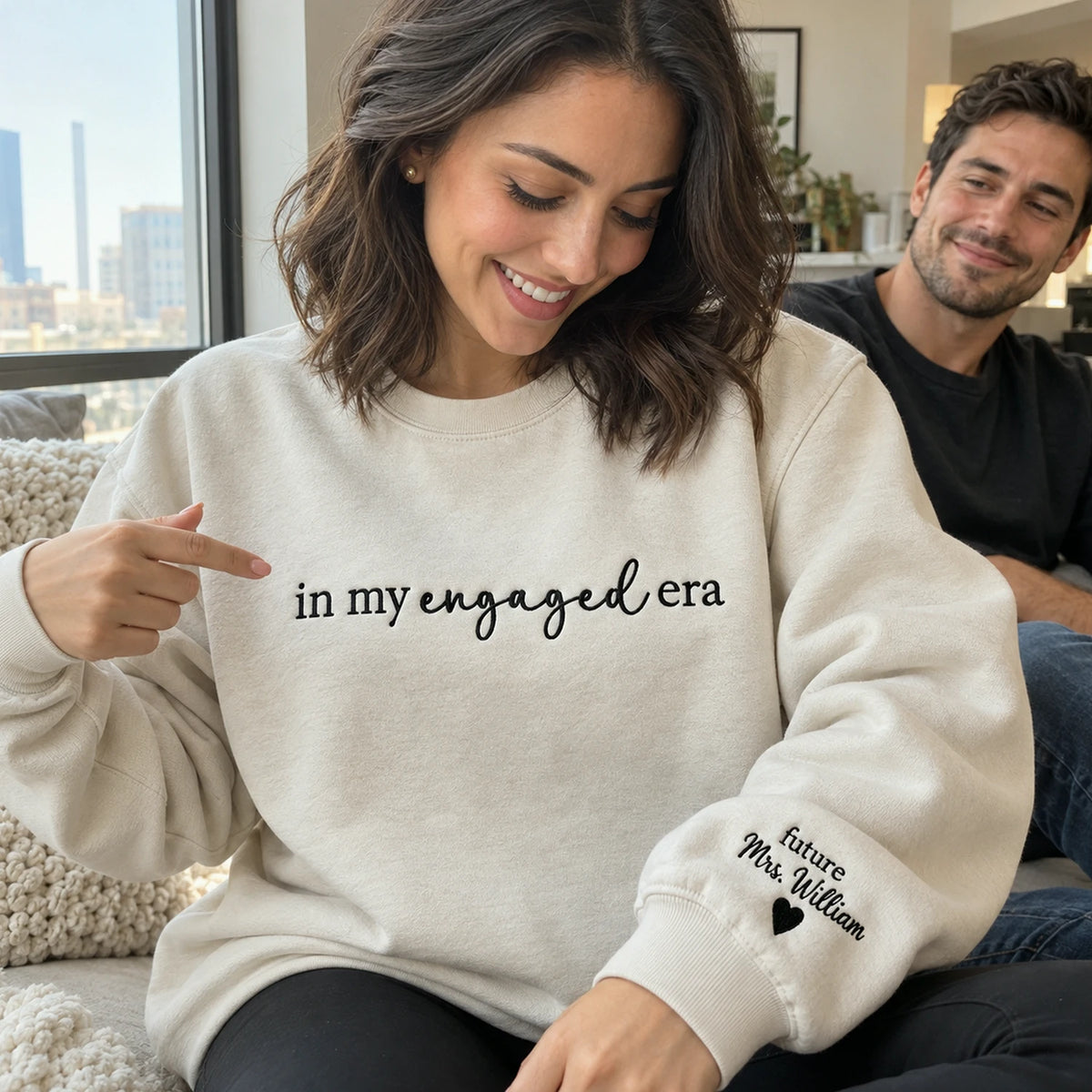 In My Engaged Era Sweatshirt - Personalized Future Mrs Embroidered Crewneck for Engagement Gift for Her