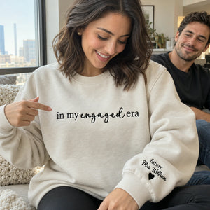 In My Engaged Era Sweatshirt - Personalized Future Mrs Embroidered Crewneck for Engagement Gift for Her