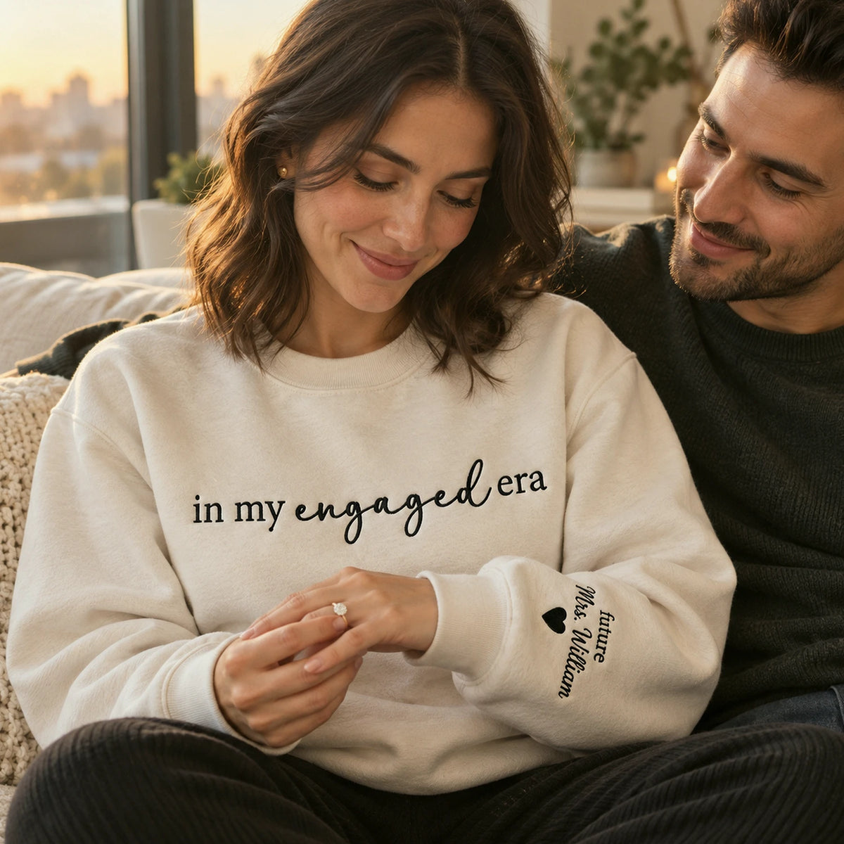 In My Engaged Era Sweatshirt - Personalized Future Mrs Embroidered Crewneck for Engagement Gift for Her