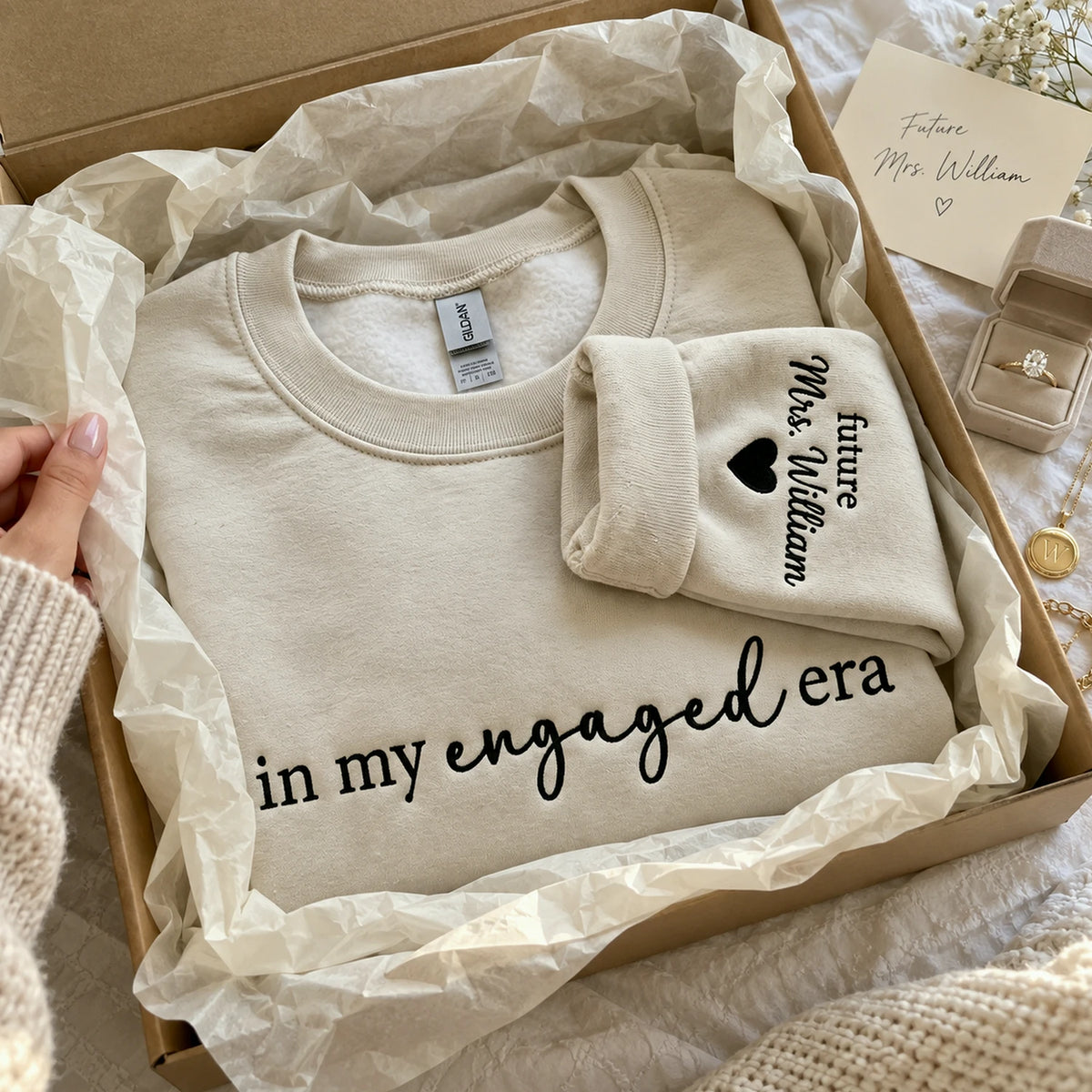 In My Engaged Era Sweatshirt - Personalized Future Mrs Embroidered Crewneck for Engagement Gift for Her