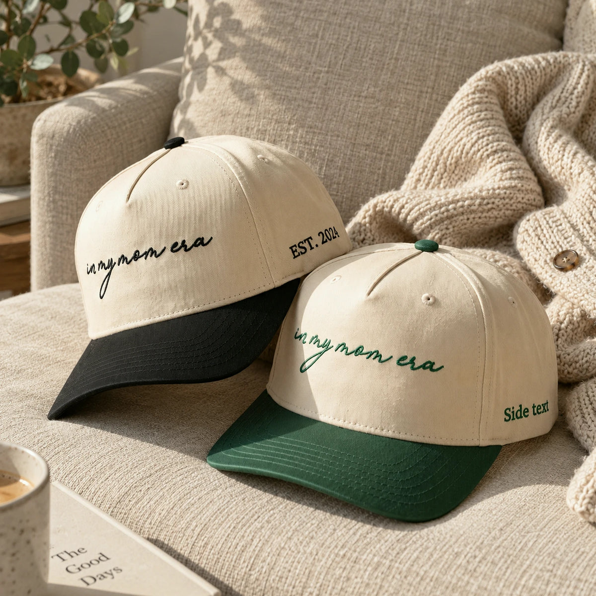Embroidered In My Mom Era Snapback Hat, Custom Side Back Cap, Cute Bestie Gift for Her