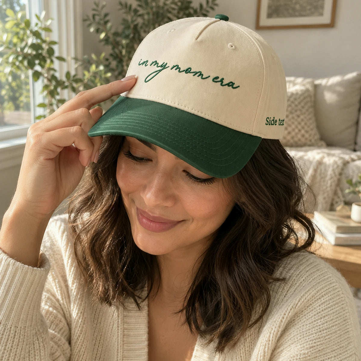 Embroidered In My Mom Era Snapback Hat, Custom Side Back Cap, Cute Bestie Gift for Her