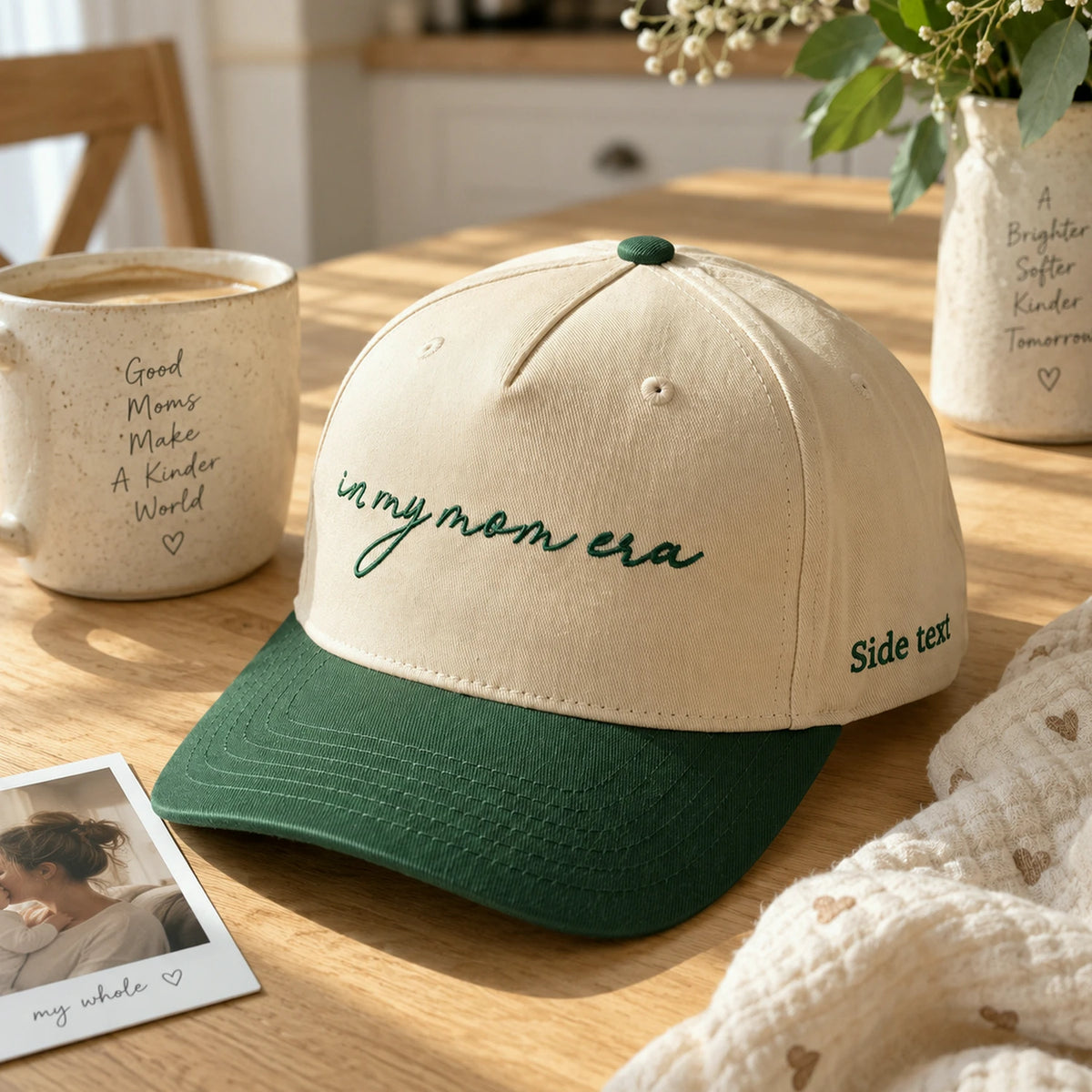 Embroidered In My Mom Era Snapback Hat, Custom Side Back Cap, Cute Bestie Gift for Her