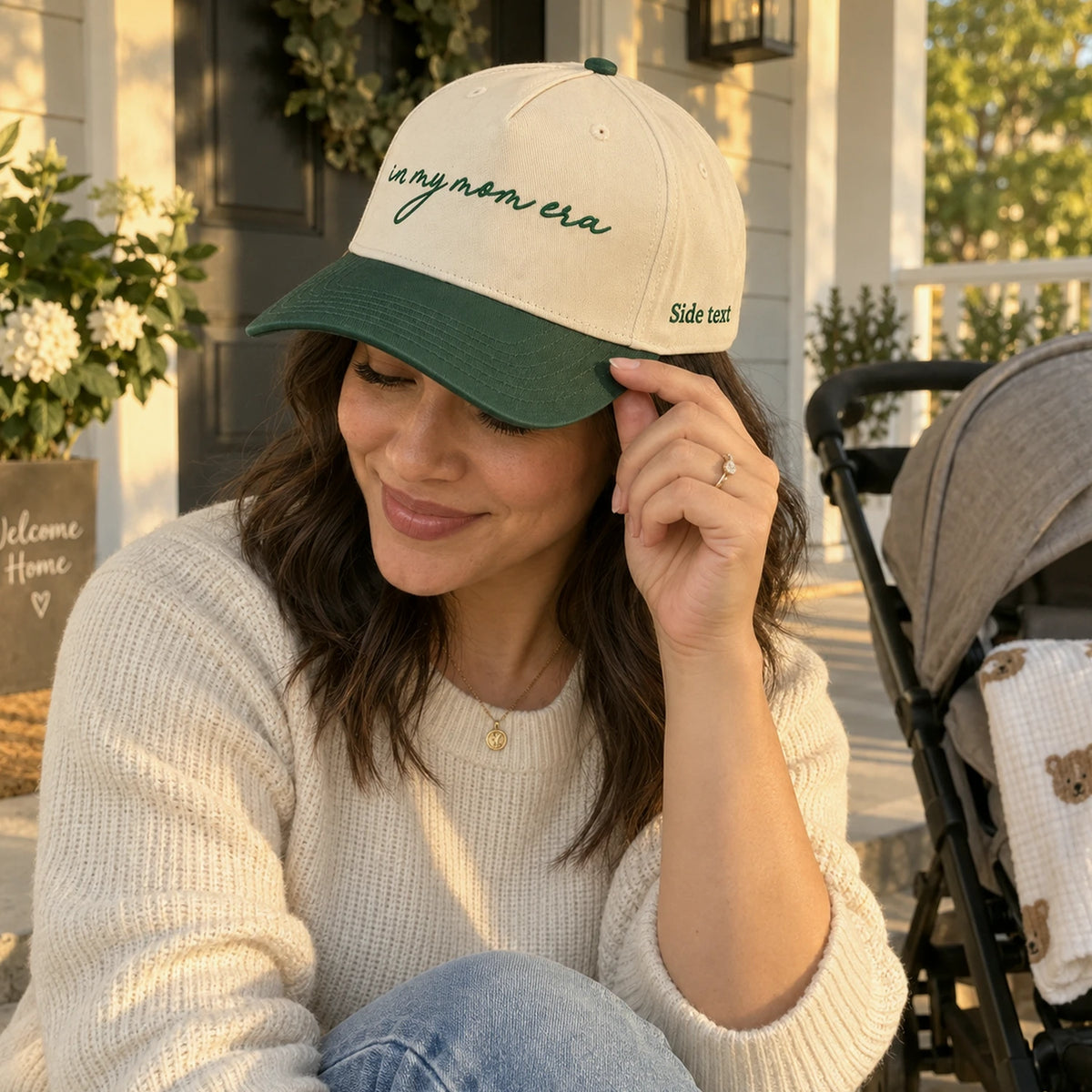 Embroidered In My Mom Era Snapback Hat, Custom Side Back Cap, Cute Bestie Gift for Her