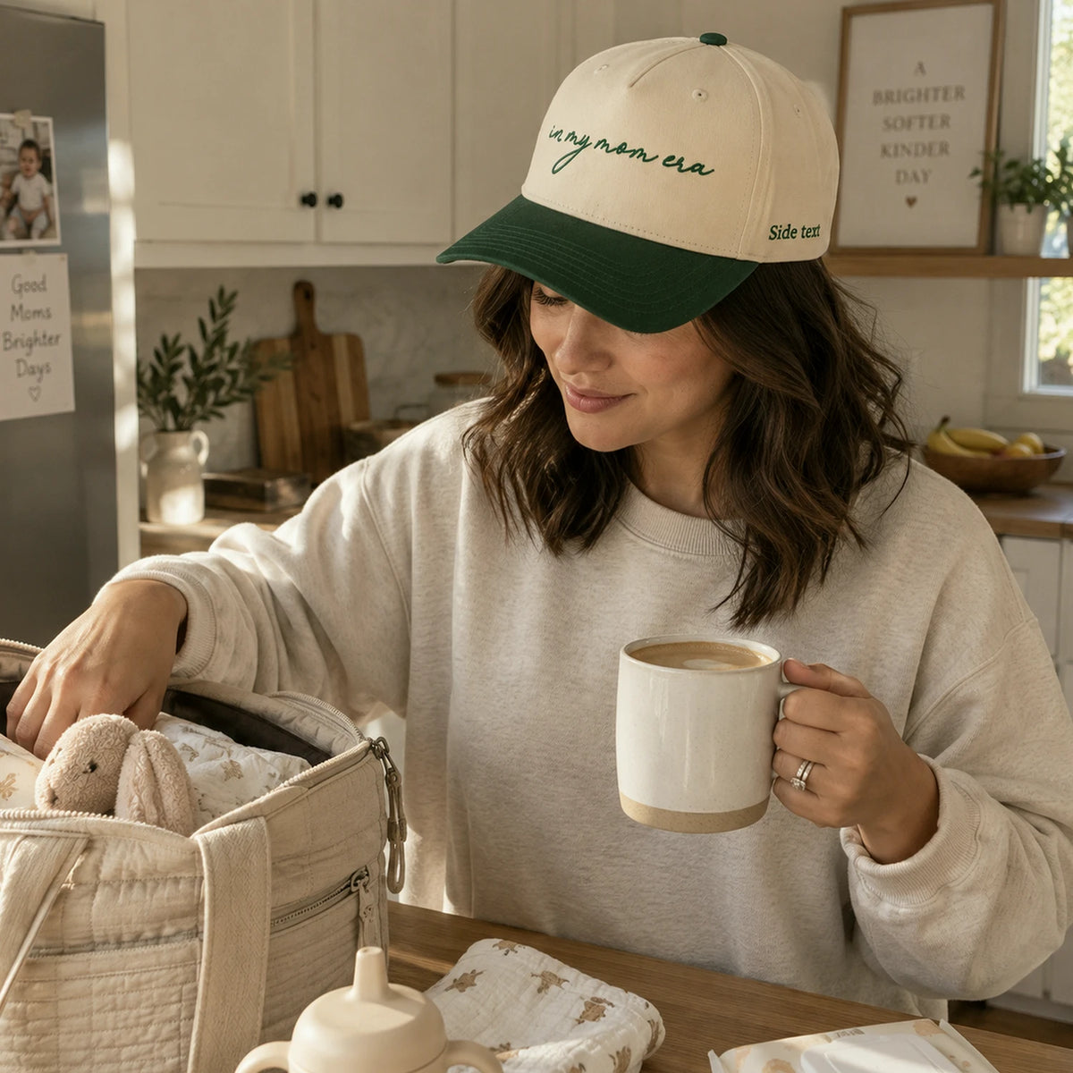 Embroidered In My Mom Era Snapback Hat, Custom Side Back Cap, Cute Bestie Gift for Her