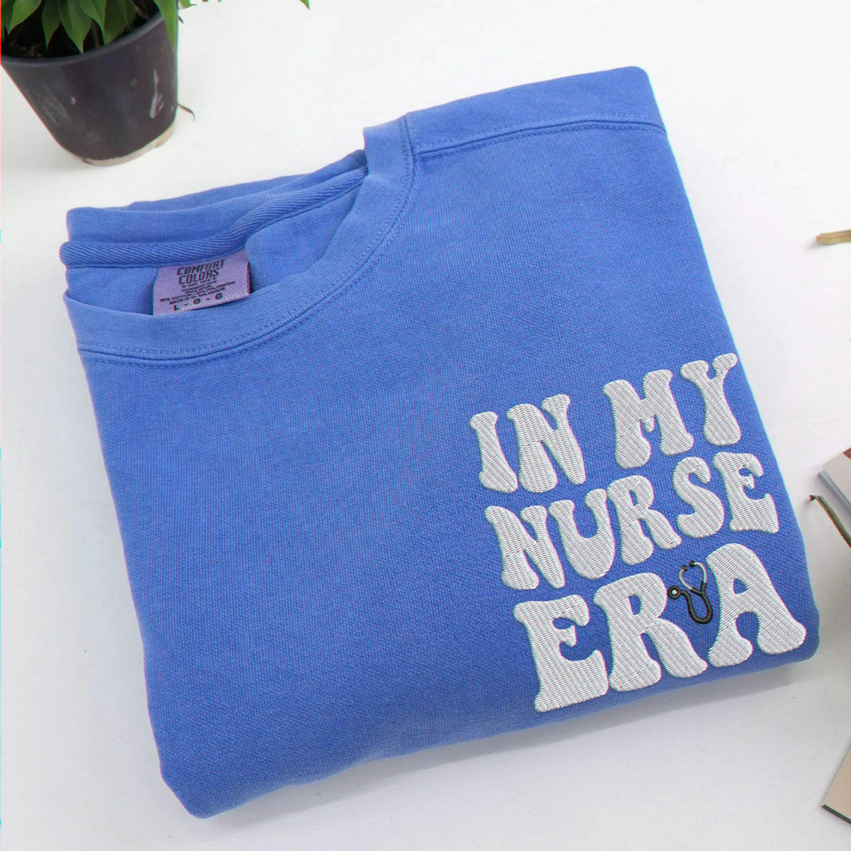 Personalized In My Nurse Era Sweatshirt, Embroidered Era Themed with Custom on Sleeve, First Time Nurse Gift
