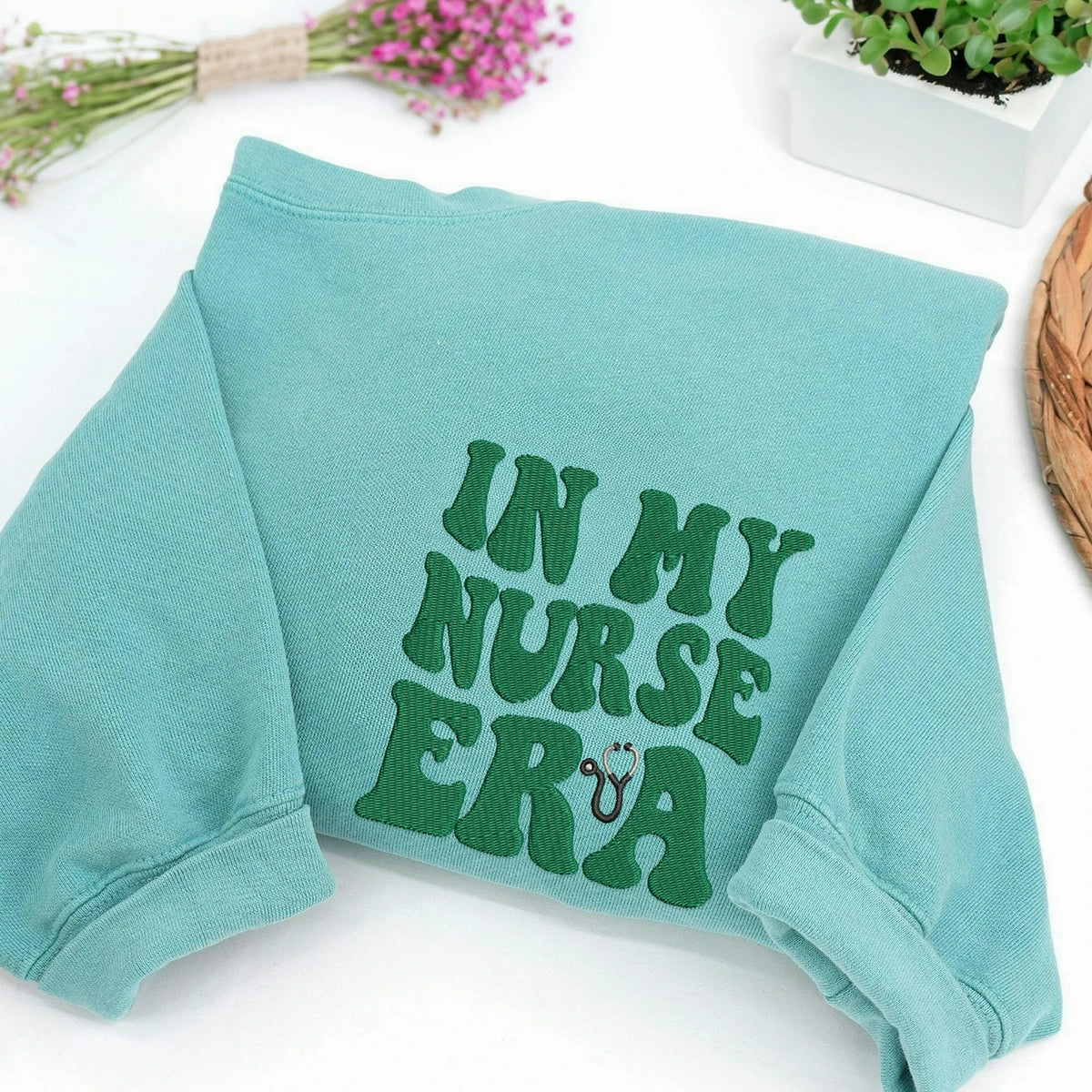 Personalized In My Nurse Era Sweatshirt, Embroidered Era Themed with Custom on Sleeve, First Time Nurse Gift