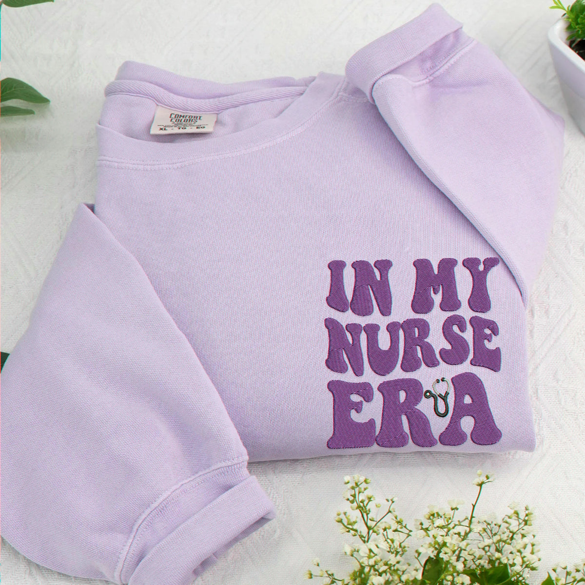 Personalized In My Nurse Era Sweatshirt, Embroidered Era Themed with Custom on Sleeve, First Time Nurse Gift