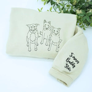 Custom embroidered Italian Greyhound portrait sweatshirt for dog moms with personalized text on sleeve