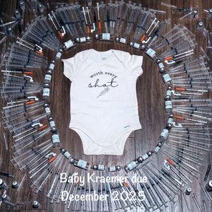 Embroidered “Worth Every Shot” baby onesie for IVF newborn, soft cotton bodysuit, perfect baby shower gift