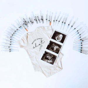 Embroidered “Worth Every Shot” baby onesie for IVF newborn, soft cotton bodysuit, perfect baby shower gift