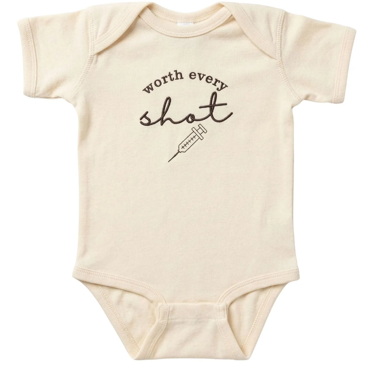 Embroidered “Worth Every Shot” baby onesie for IVF newborn, soft cotton bodysuit, perfect baby shower gift