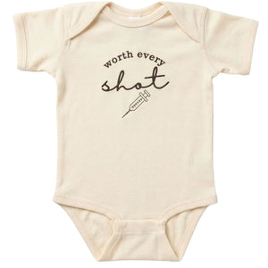 Embroidered “Worth Every Shot” baby onesie for IVF newborn, soft cotton bodysuit, perfect baby shower gift