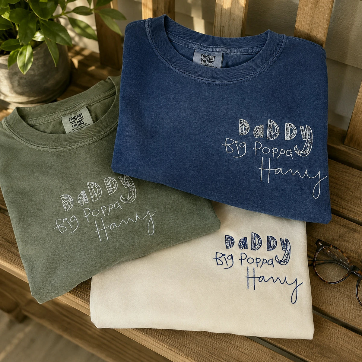 Custom Embroidered Kids Drawing T-shirt for Dad - Draw from Your Photo Father's Day Gift