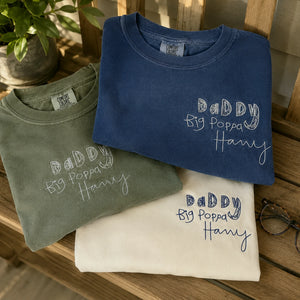 Custom Embroidered Kids Drawing T-shirt for Dad - Draw from Your Photo Father's Day Gift